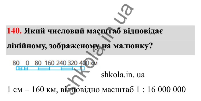 Відповідь до завдання 140 (с. 33) з математики для 6 класу (Бевз, 2023), частина 2: Масштаб