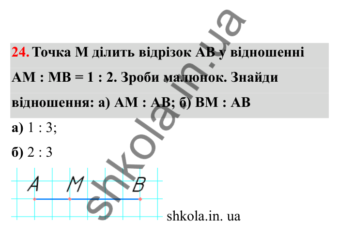 Відповідь до завдання 24 (с. 15) з математики для 6 класу (Бевз, 2023), частина 2: Відношення
