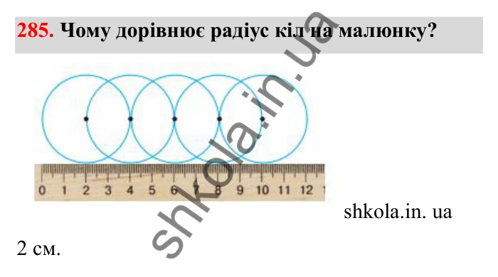 Відповідь до завдання 285 (с. 55) з математики для 6 класу (Бевз, 2023), частина 2: Коло і круг