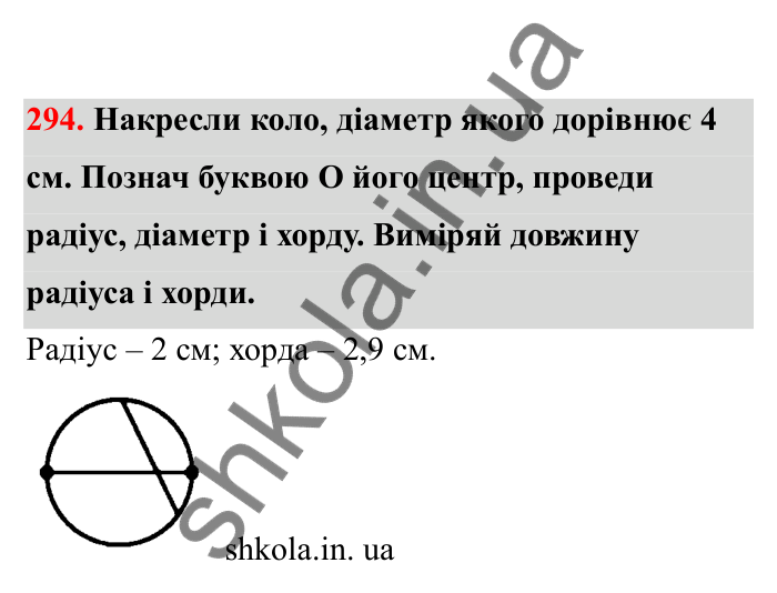 Відповідь до завдання 294 (с. 56) з математики для 6 класу (Бевз, 2023), частина 2: Коло і круг