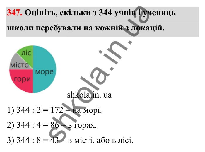 Завдання 347 Відповідь до завдання 347 (с. 64) з математики для 6 класу (Бевз, 2023), частина 2: Діаграми