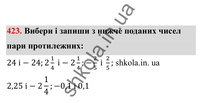 Відповідь до завдання 423 (с. 78) з математики для 6 класу (Бевз, 2023), частина 2: Раціональні числа