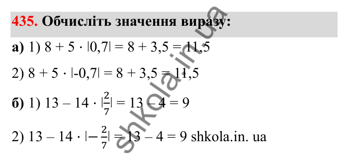 Завдання 435 Відповідь до завдання 435 (с. 79) з математики для 6 класу (Бевз, 2023), частина 2: Раціональні числа