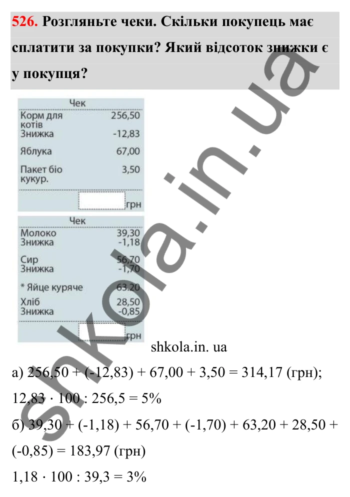 Завдання 526 Відповідь до завдання 526 (с. 90) з математики для 6 класу (Бевз, 2023), частина 2: Додавання раціональних чисел