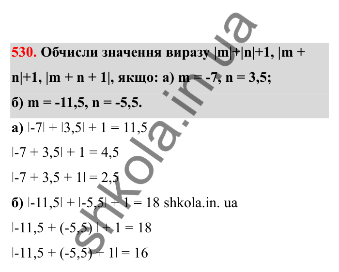 Відповідь до завдання 530 (с. 90) з математики для 6 класу (Бевз, 2023), частина 2: Додавання раціональних чисел
