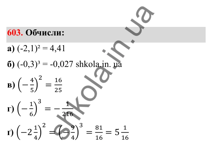 Відповідь до завдання 603 (с. 100) з математики для 6 класу (Бевз, 2023), частина 2: Множення раціональних чисел