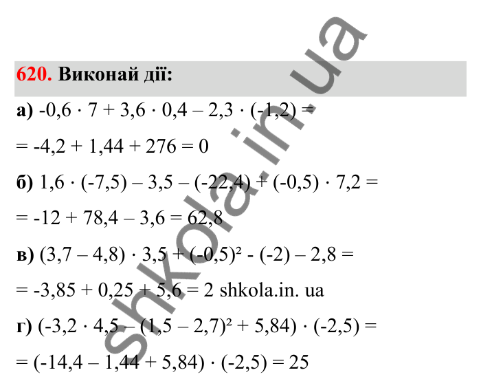 Відповідь до завдання 620 (с. 101) з математики для 6 класу (Бевз, 2023), частина 2: Множення раціональних чисел