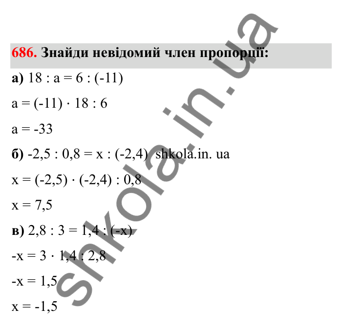 Відповідь до завдання 686 (с. 110) з математики для 6 класу (Бевз, 2023), частина 2: Ділення раціональних чисел