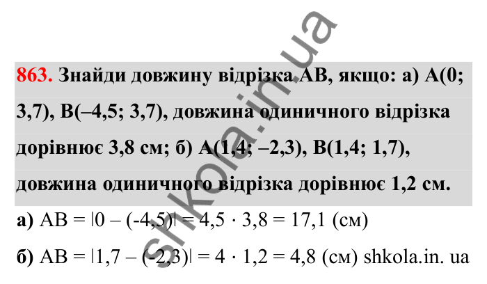 Відповідь до завдання 863 (с. 135) з математики для 6 класу (Бевз, 2023), частина 2: Координатна площина
