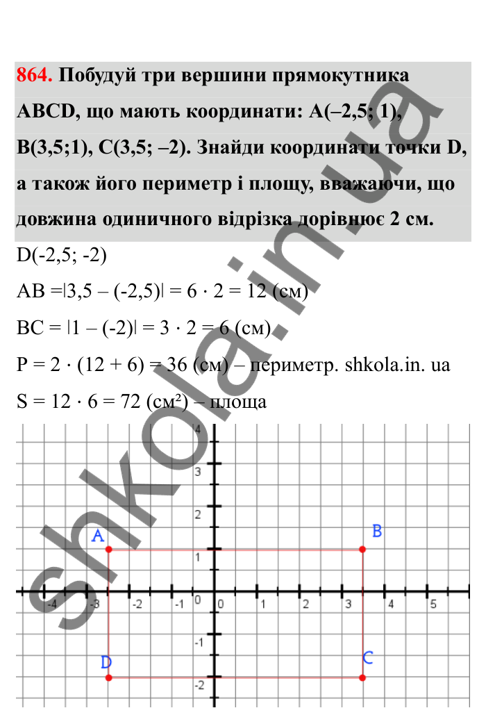 Відповідь до завдання 864 (с. 135) з математики для 6 класу (Бевз, 2023), частина 2: Координатна площина