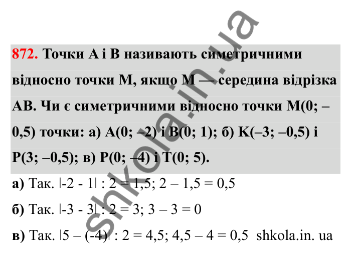 Відповідь до завдання 872 (с. 136) з математики для 6 класу (Бевз, 2023), частина 2: Координатна площина
