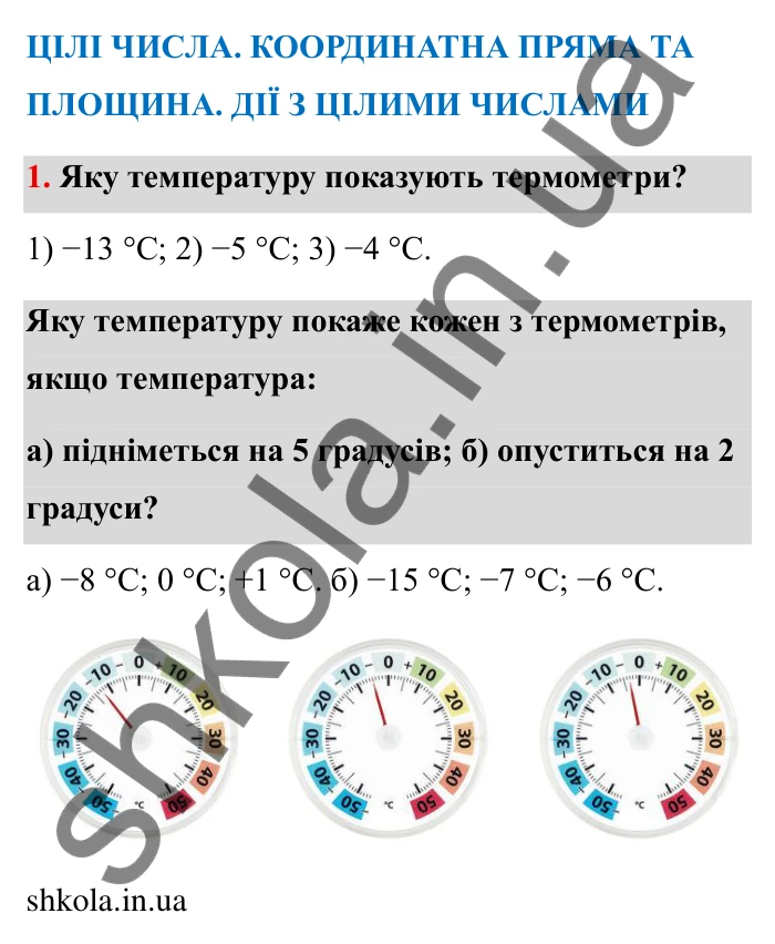 Відповідь до завдання 1 (с. 4) з математики для 6 класу (Бевз, 2023), частина 2: Повторення за І семестр. Цілі числа...