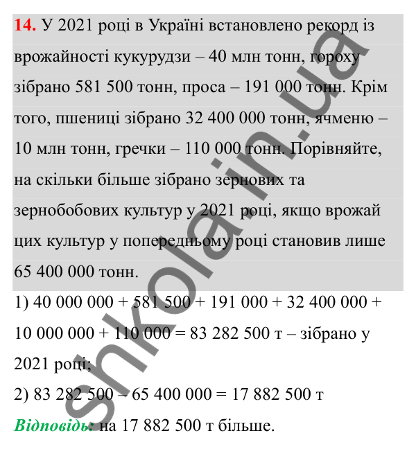Завдання 14 Відповідь до завдання 14 (с. 13) з математики для 6 класу (Біос, 2023), частина 1: Розділ 1. Натуральні числа та дії над ними