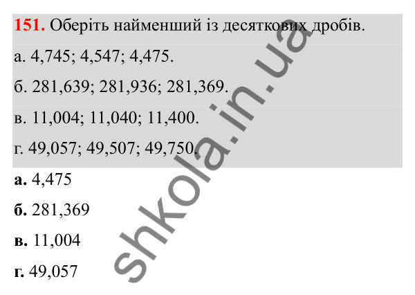 Відповідь до завдання 151 (с. 77) з математики для 6 класу (Біос, 2023), частина 1: Розділ 4. Десяткові дроби та дії над ними