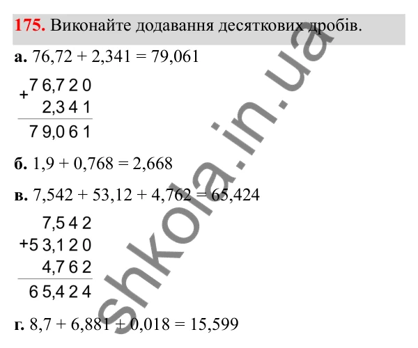 Завдання 175 Відповідь до завдання 175 (с. 87) з математики для 6 класу (Біос, 2023), частина 1: Розділ 4. Десяткові дроби та дії над ними
