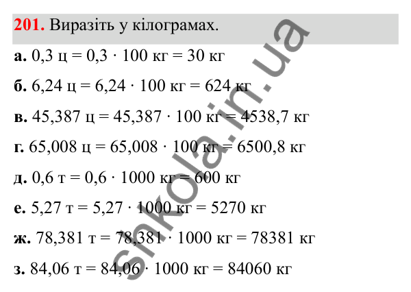Відповідь до завдання 201 (с. 93) з математики для 6 класу (Біос, 2023), частина 1: Розділ 4. Десяткові дроби та дії над ними