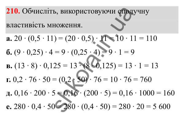 Завдання 210 Відповідь до завдання 210 (с. 96) з математики для 6 класу (Біос, 2023), частина 1: Розділ 4. Десяткові дроби та дії над ними