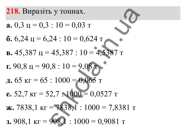Відповідь до завдання 218 (с. 98) з математики для 6 класу (Біос, 2023), частина 1: Розділ 4. Десяткові дроби та дії над ними