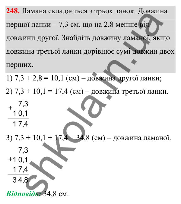 Відповідь до завдання 248 (с. 105) з математики для 6 класу (Біос, 2023), частина 1: Розділ 4. Десяткові дроби та дії над ними