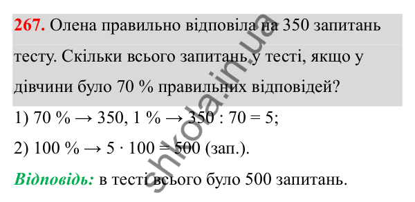 Відповідь до завдання 267 (с. 113) з математики для 6 класу (Біос, 2023), частина 1: Розділ 5. Відсотки