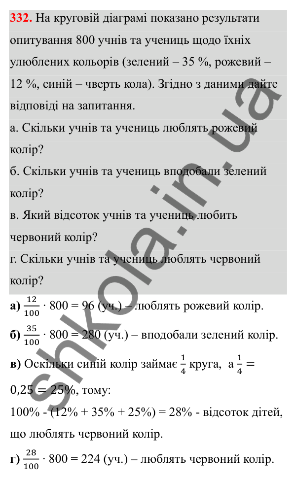 Завдання 332 Відповідь до завдання 332 (с. 157) з математики для 6 класу (Біос, 2023), частина 1: Розділ 8. Дані та ймовірність