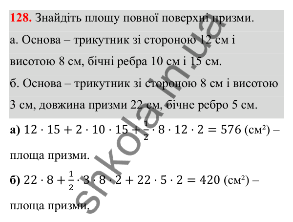Завдання 128 Відповідь до завдання 128 (с. 88) з математики для 6 класу (Біос, 2023), частина 2: Розділ 13. Просторові геометричні фігури