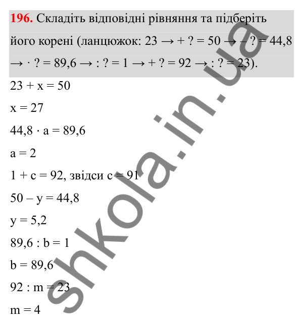 Відповідь до завдання 196 (с. 119) з математики для 6 класу (Біос, 2023), частина 2: Розділ 15. Алгебра
