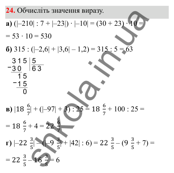 Завдання 24 Відповідь до завдання 24 (с. 14) з математики для 6 класу (Біос, 2023), частина 2: Розділ 9. Цілі числа та дії над ними