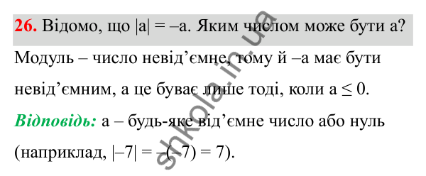 Відповідь до завдання 26 (с. 14) з математики для 6 класу (Біос, 2023), частина 2: Розділ 9. Цілі числа та дії над ними