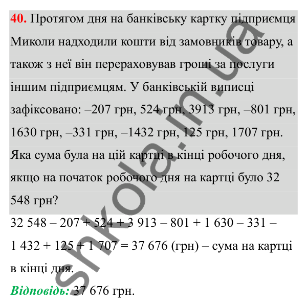 Завдання 40 Відповідь до завдання 40 (с. 23) з математики для 6 класу (Біос, 2023), частина 2: Розділ 9. Цілі числа та дії над ними