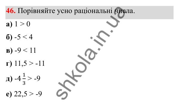 Відповідь до завдання 46 (с. 31) з математики для 6 класу (Біос, 2023), частина 2: Розділ 10. Раціональні числа та дії над ними