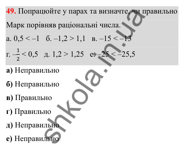 Завдання 49 Відповідь до завдання 49 (с. 31) з математики для 6 класу (Біос, 2023), частина 2: Розділ 10. Раціональні числа та дії над ними