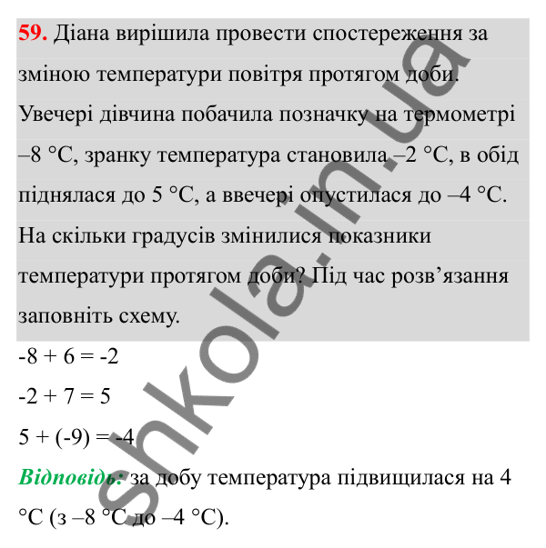 Завдання 59 Відповідь до завдання 59 (с. 35) з математики для 6 класу (Біос, 2023), частина 2: Розділ 10. Раціональні числа та дії над ними