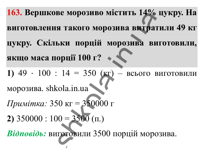 Знаходження числа..., завдання 163 Відповідь до завдання 163 (с. 27) з математики для 6 класу (Істер, 2023), частина 1: § 2. Знаходження числа за значенням його відсотків