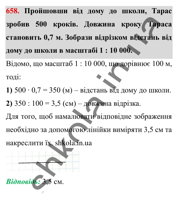 Масштаб. Знаходження..., завдання 658 Відповідь до завдання 658 (с. 147) з математики для 6 класу (Істер, 2023), частина 1: § 18. Масштаб. Знаходження відстаней на карті