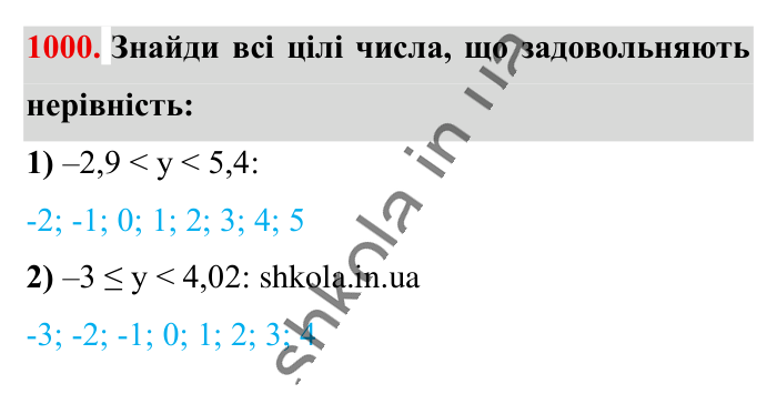 Відповідь до завдання 1000 (с. 28) з математики для 6 класу (Істер, 2023), частина 2: § 30. Порівняння раціональних чисел