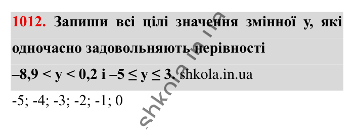 Відповідь до завдання 1012 (с. 29) з математики для 6 класу (Істер, 2023), частина 2: § 30. Порівняння раціональних чисел