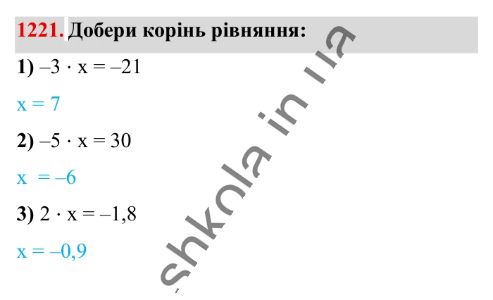 Відповідь до завдання 1221 (с. 69) з математики для 6 класу (Істер, 2023), частина 2: § 36. Множення раціональних чисел