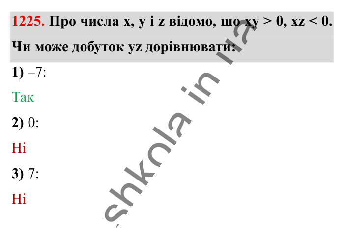 Відповідь до завдання 1225 (с. 69) з математики для 6 класу (Істер, 2023), частина 2: § 36. Множення раціональних чисел