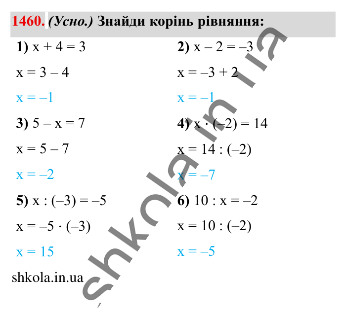 Відповідь до завдання 1460 (с. 111) з математики для 6 класу (Істер, 2023), частина 2: § 43. Розв’язування вправ на всі дії з раціональними числами
