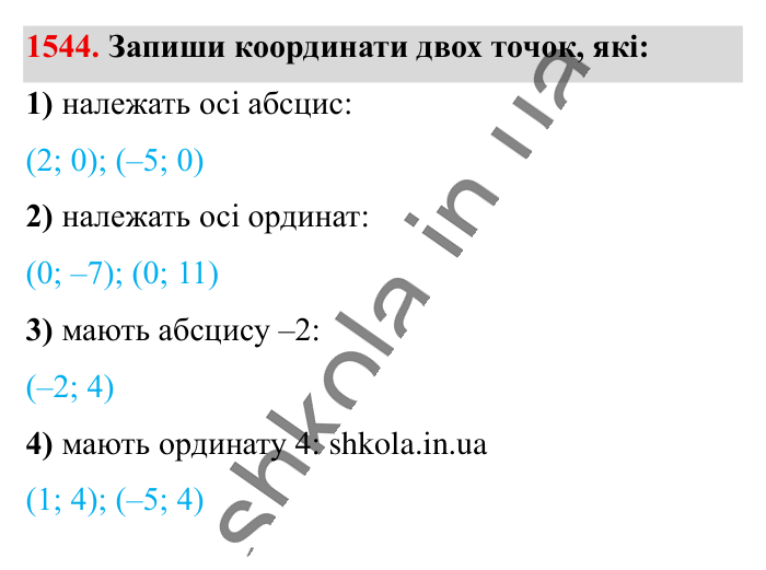 Відповідь до завдання 1544 (с. 130) з математики для 6 класу (Істер, 2023), частина 2: § 46. Координатна площина