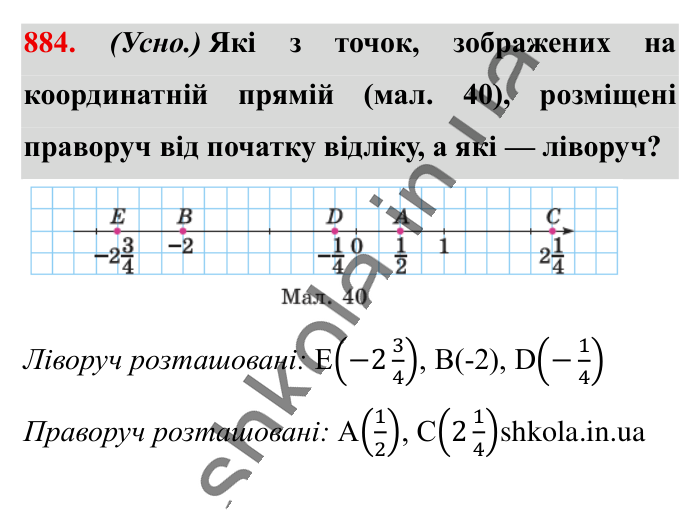 Відповідь до завдання 884 (с. 11) з математики для 6 класу (Істер, 2023), частина 2: § 27. Координатна пряма