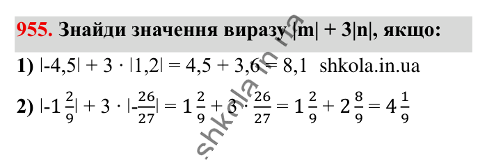 Відповідь до завдання 955 (с. 21) з математики для 6 класу (Істер, 2023), частина 2: § 29. Модуль числа