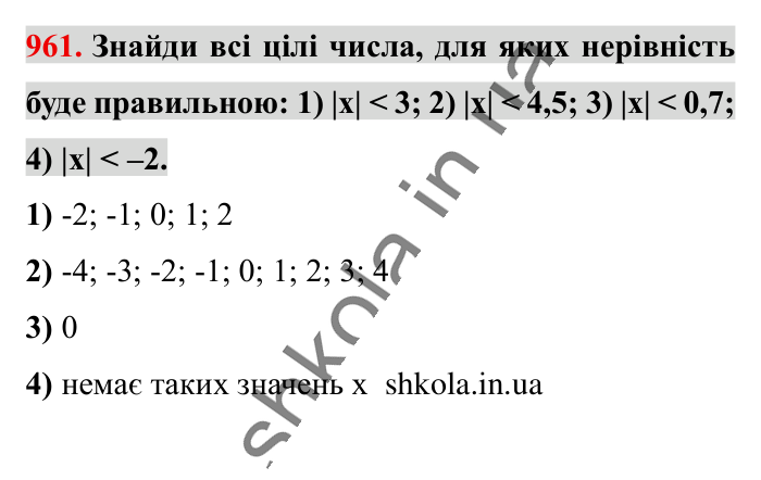 Модуль числа, завдання 961 Відповідь до завдання 961 (с. 22) з математики для 6 класу (Істер, 2023), частина 2: § 29. Модуль числа