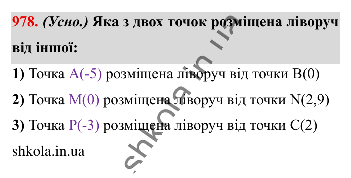 Відповідь до завдання 978 (с. 25) з математики для 6 класу (Істер, 2023), частина 2: § 30. Порівняння раціональних чисел