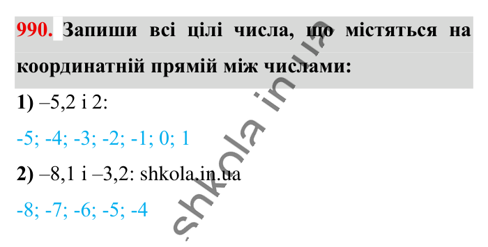 Відповідь до завдання 990 (с. 27) з математики для 6 класу (Істер, 2023), частина 2: § 30. Порівняння раціональних чисел