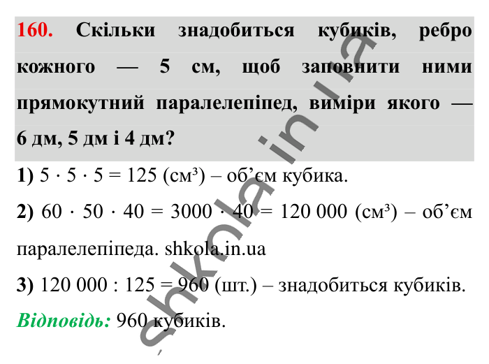 Відповідь до вправи 160 (с. 186) з математики для 6 класу (Істер, 2023), частина 2: Вправи для повторення розділу 3