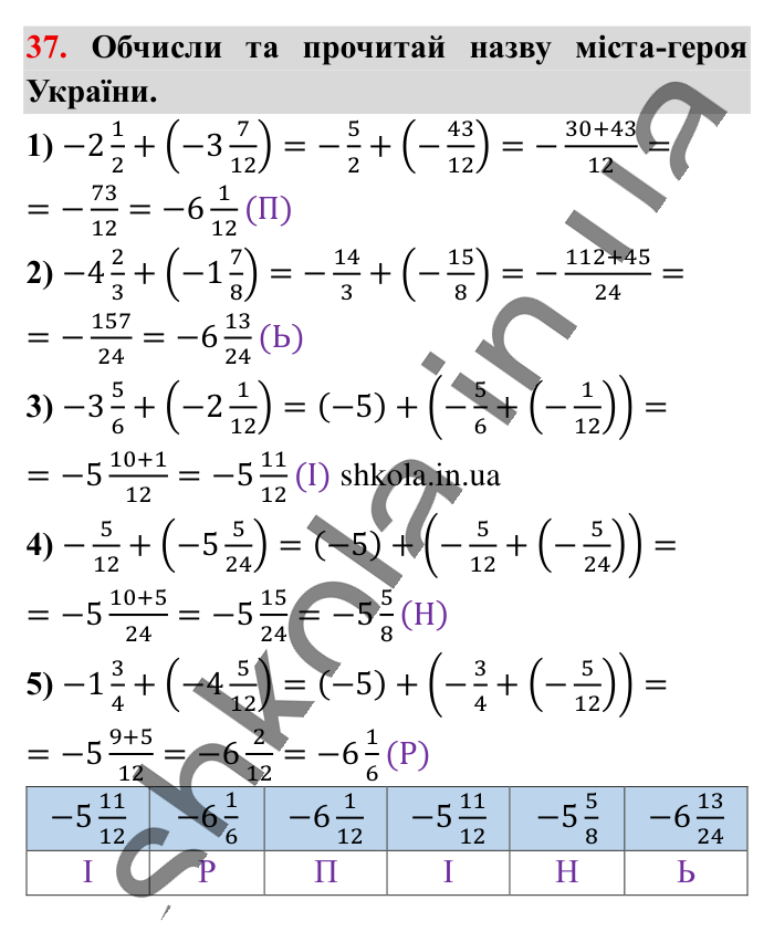 Відповідь до вправи 37 (с. 170) з математики для 6 класу (Істер, 2023), частина 2: Вправи для повторення розділу 3