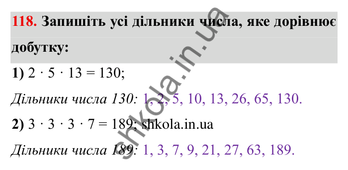Відповідь до завдання 118 (с. 32) з математики для 6 класу (Мерзляк, 2023), частина 1: § 1. Подільність натуральних чисел. 4. Прості та складені числа