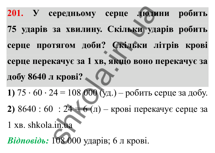 Відповідь до завдання 201 (с. 60) з математики для 6 класу (Мерзляк, 2023), частина 1: § 2. Звичайні дроби. 7. Основна властивість дробу
